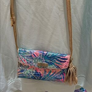 Lilly Pulitzer Pink and Blue Tropical Crossbody Bag